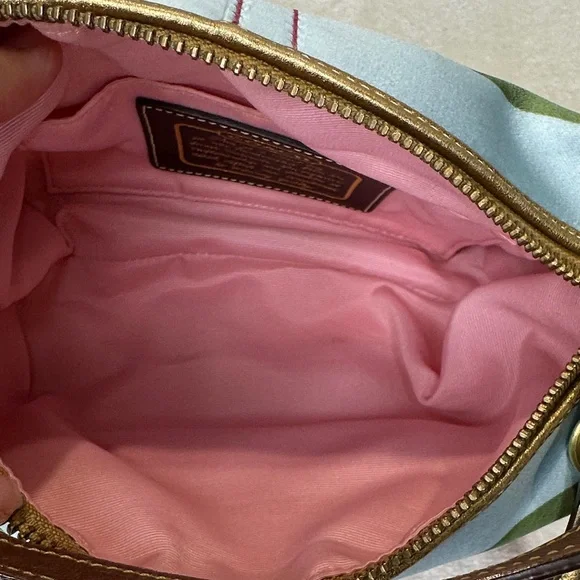 Coach Legacy Stripe Kiss Lock Pocket Zipper Hobo Handbag (RARE) (Mini Size) - Picture 12 of 15